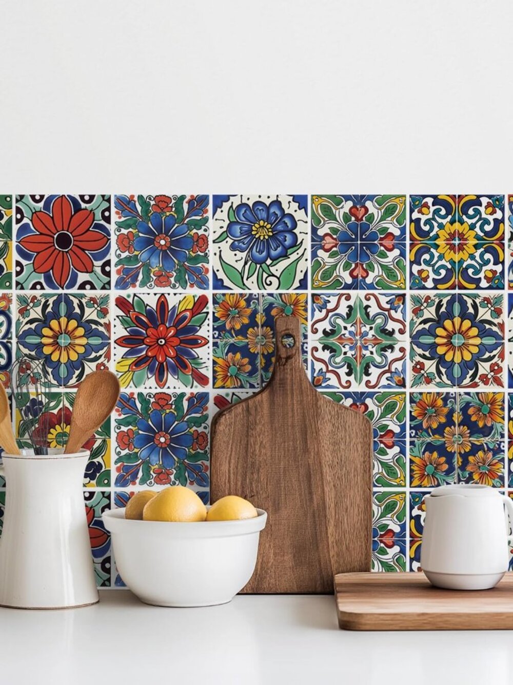 30 Pcs Mediterranean Style Peel and Stick Wall Tile Decals - Waterproof Vinyl St